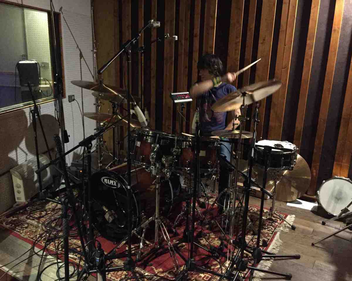 Phil Martini tracking drums for Wayward Sons at Vale Studios